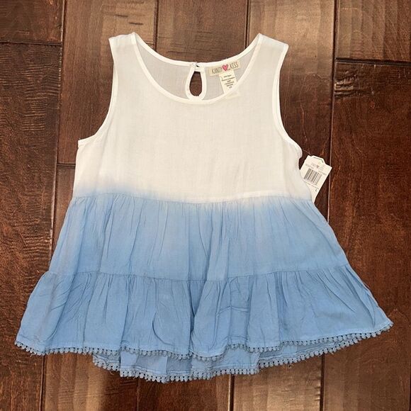 White and blue tie dye like blouse - Picture 4 of 7